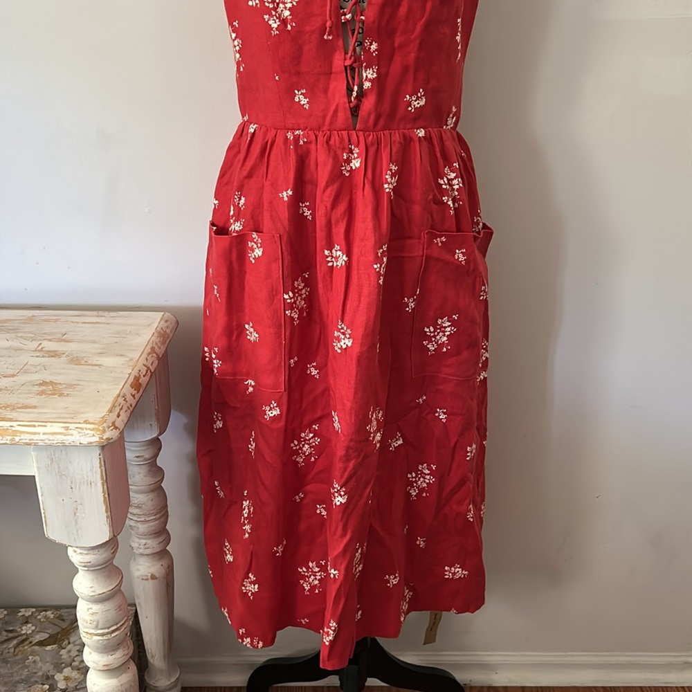 Reformation Red Floral Midi Dress - Picture 5 of 11